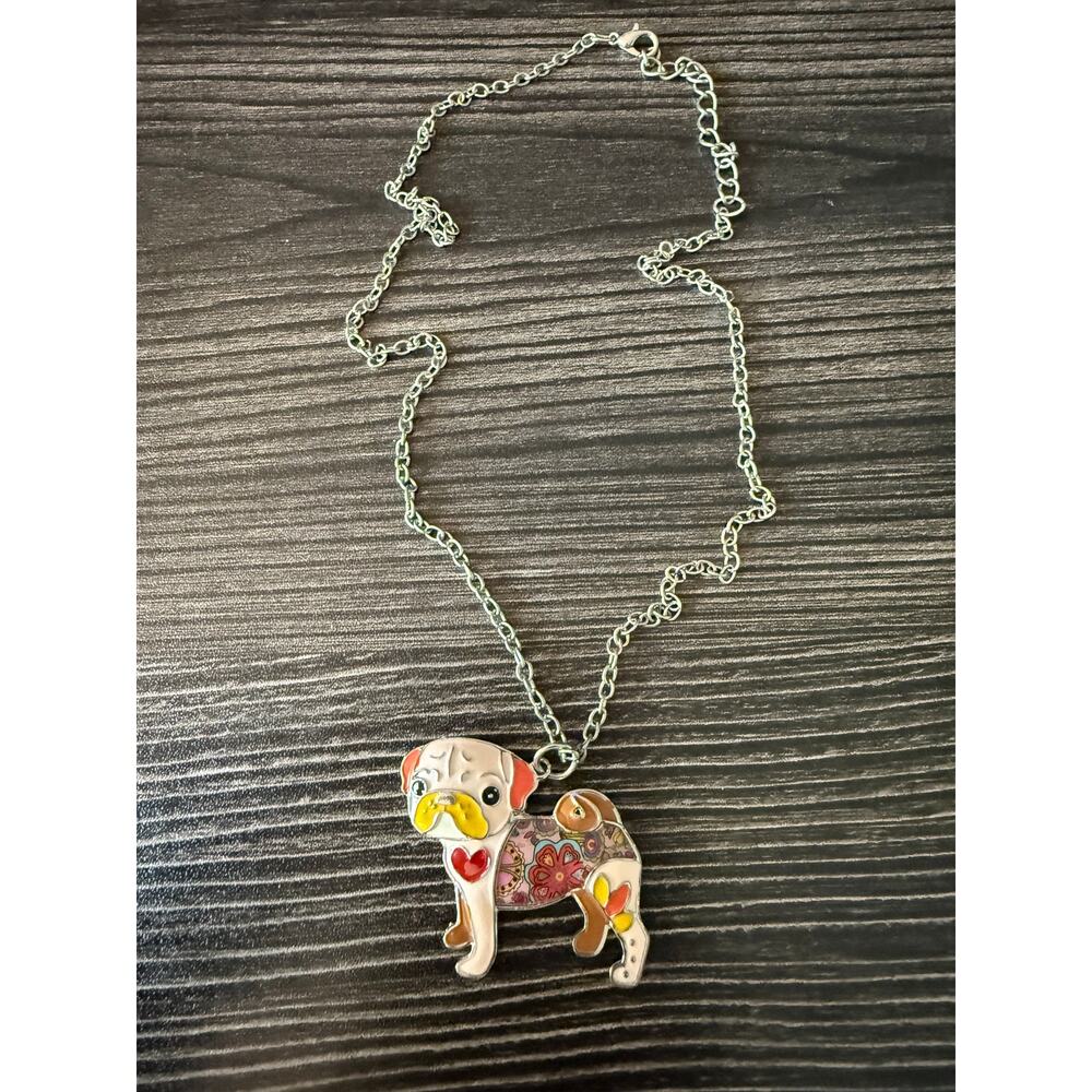 6/$25 BONSNY Pug Enamel Necklace